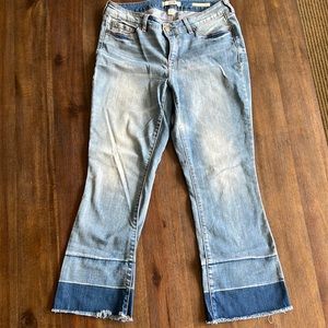 Vintage America Blues Women's Boho Crop Boot Cut Jeans Size 8R/29 Raw Hem